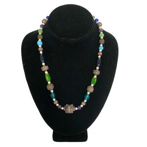 Unique Semi Precious Stones with Victorian Beads & Freshwater Pearls Necklace